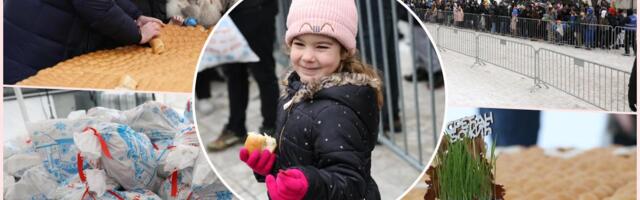 KURIR ISPRED HRAMA SVETOG SAVE Počelo tradicionalno lomljenje božićne česnice od 260 kilograma! U njoj se daruju 33 zlatnika, okupio se ogroman broj ljudi! FOTO