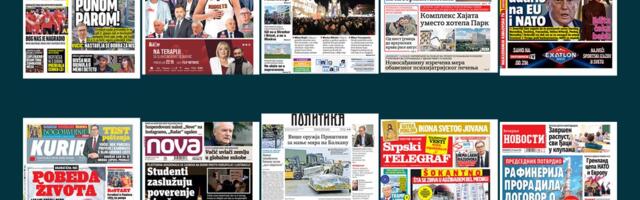 NASLOVNE STRANE SUTRAŠNJIH NOVINA: Prelistavanje štampe za ponedeljak, 19. januar 2026. godine