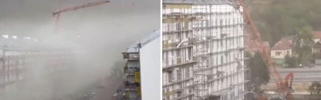 APSOLUTNI UŽAS Oluja oborila KRAN na Novom Beogradu (VIDEO)