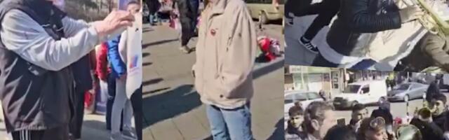BLOKADER POKUŠAO DA IZAZOVE INCIDENT NA BANJICI! Stao ispred štanda i provocirao pristalice SNS, a onda je žestoko ponižen (VIDEO)