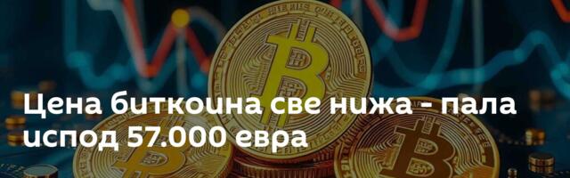 Цена биткоина све нижа - пала испод 57.000 евра