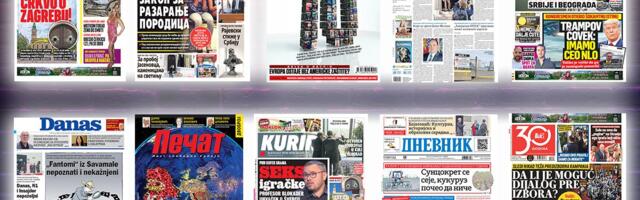 NASLOVNE STRANE SUTRAŠNJIH NOVINA: Prelistavanje štampe za petak, 24. april 2026. godine