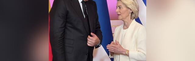 President Aleksandar Vucic speaks with President of European Commission Ursula von der Leyen