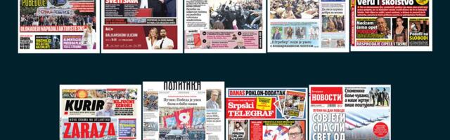 NASLOVNE STRANE SUTRAŠNJIH NOVINA: Prelistavanje štampe za nedelju, 10. maj 2026. godine