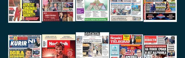 NASLOVNE STRANE SUTRAŠNJIH NOVINA: Prelistavanje štampe za četvrtak, 26. februar 2026. godine