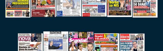 NASLOVNE STRANE SUTRAŠNJIH NOVINA: Prelistavanje štampe za sredu, 26. novembar 2025. godine