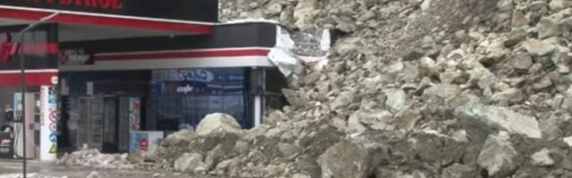 VIDEO Odron kod Zvornika: Velika količina kamenja pala na benzinsku pumpu