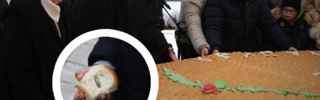 TRADICIJA KOJA OKUPLJA GENERACIJE: 35. put ispred Hrama Svetog Save lomljena česnica teška 200 kilograma u kojoj su bila 33 dukata (FOTO)