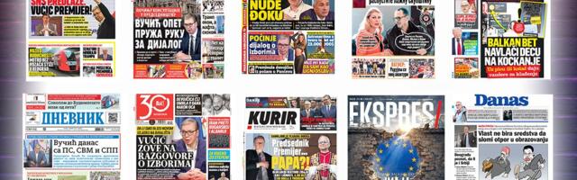 NASLOVNE STRANE SUTRAŠNJIH NOVINA: Prelistavanje štampe za petak, 3. april 2026. godine