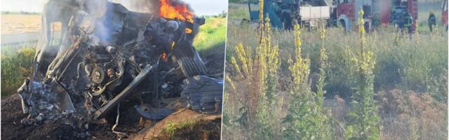 VOZAČ ŽIV IZGOREO Težak sudar uzeo život na putu Irig - Ruma, kamiondžija nastradao u zapaljenom kamionu (FOTO)