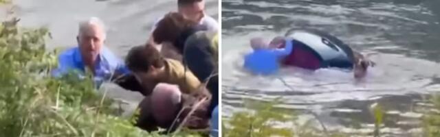 Biznismen autom upao u reku i počeo da tone, ljudi odmah skočili za njim: Kruži dramatičan snimak spasavanja
