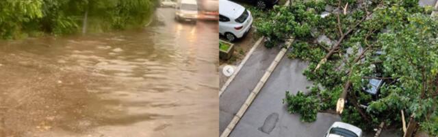 KRITIČNO U MIRIJEVU! JAK VETAR LOMI DRVEĆE I NOSI SVE PRED SOBOM! U Malom Mokrom Lugu ODLETEO KROV i oštetio 3 automobila!