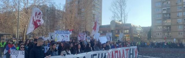 „Mi smo država“ – poručuju niški studenti u toku protestne šetnje, kod Delte „Ep o zahtevima“