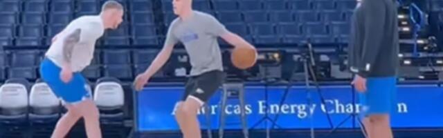 Kakvu volju ovaj momak ima, Srbija "puca" od ponosa: Nikola Topić prvi put sa loptom u rukama pred navijačima Oklahome! /VIDEO/