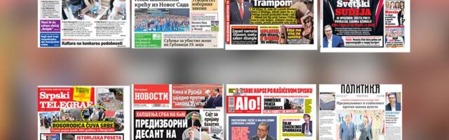 NASLOVNE STRANE SUTRAŠNJIH NOVINA: Prelistavanje štampe za četvrtak, 21. maj 2026. godine