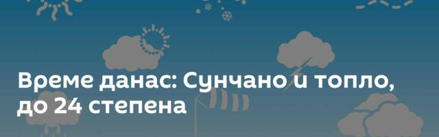 Време данас: Сунчано и топло, до 24 степена