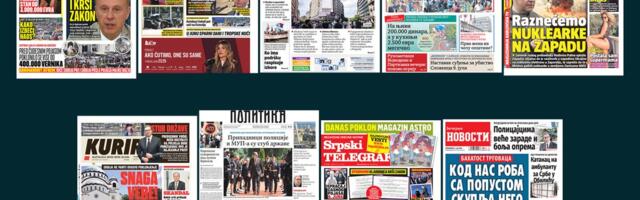 NASLOVNE STRANE SUTRAŠNJIH NOVINA: Prelistavanje štampe za ponedeljak, 1. jun 2026. godine