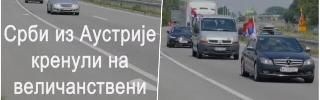 MAESTRALNO! SRBI IZ AUSTRIJE STIŽU ZA BEOGRAD! U nepreglednoj koloni krenuli da podrže predsednika Vučića, VIJORE SE SRPSKE ZASTAVE na putu ka skupu! (VIDEO)
