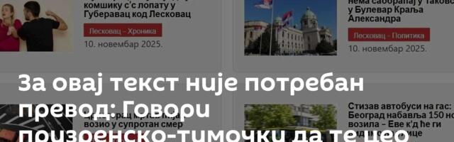 За овај текст није потребан превод: Говори призренско-тимочки да те цео свет разуме