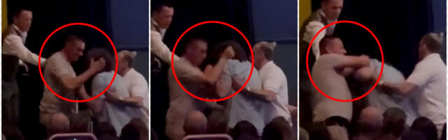 MUČKI UDARAJU, ČUPAJU I IZBACUJU ČOVEKA SAMO ZBOG 1 PITANJA! Pogledajte jezive scene nasilja na skupu blokadera u Frankfurtu: Nasilje im jedini program (VIDEO)