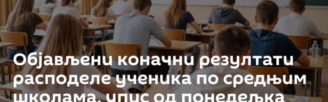 Објављени коначни резултати расподеле ученика по средњим школама, упис од понедељка