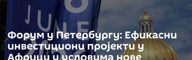 Форум у Петербургу: Ефикасни инвестициони пројекти у Африци у условима нове економске реалности