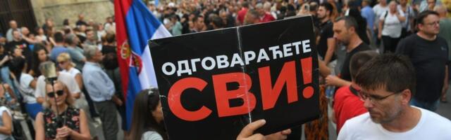 Protest studenata i srednjoškolaca 14. maja u Valjevu povodom obeležavanja devet meseci od policijske brutalnosti