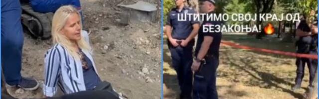 NAPETO na Savskom keju: Žena stala pred bager, policija na terenu (VIDEO)