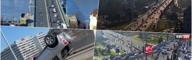 STANDARNO U JUTARNJEM ŠPICU, SAD JE NAJVEĆA GUŽVA ZA NOVI BEOGRAD: GSP ide normalno, prevrnuo se auto na Mostu na Adi (FOTO/VIDEO)