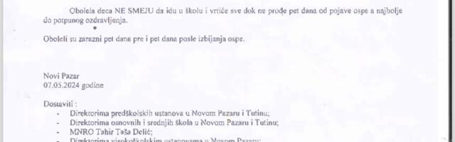 Epidemija morbila proglašena u Novom Pazaru: Bolest potvrdjena i kod trećeg deteta, nije porodično povezano sa drugom zaraženom decom