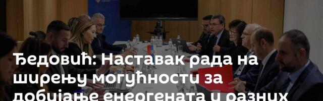 Ђедовић: Наставак рада на ширењу могућности за добијање енергената и разних праваца