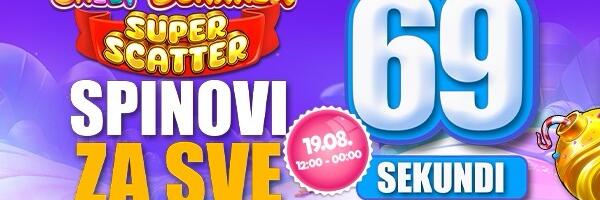 69 SEKUNDI BESPLATNIH SPINOVA – SAMO DANAS, SAMO U PINNBET-U: Slatki dobitci vas čekaju na Sweet Bonanza Super Scatter slot igri!