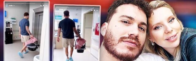 "Zlatni" vaterpolista izveo ženu iz porodilišta: Nemanja Vico odveo ćerkicu i suprugu kući (FOTO)