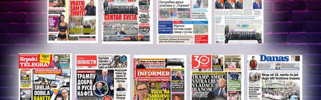 NASLOVNE STRANE SUTRAŠNJIH NOVINA: Prelistavanje štampe za sredu, 11. mart 2026. godine