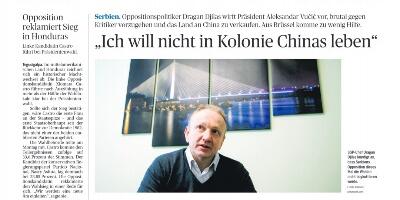 Đilas za austrijski "Die Presse": Ne želim da budemo kineska kolonija