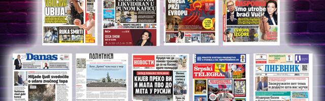 NASLOVNE STRANE SUTRAŠNJIH NOVINA: Prelistavanje štampe za sredu, 24. jun 2026. godine
