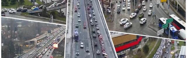GUŽVA NA BRANKOVOM ZA NOVI BEOGRAD: Na Gazeli i Autokomandi kolone ka gradu! GSP ide normalno, sve se kreće (FOTO)