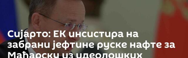 Сијарто: ЕК инсистира на забрани јефтине руске нафте за Мађарску из идеолошких разлога