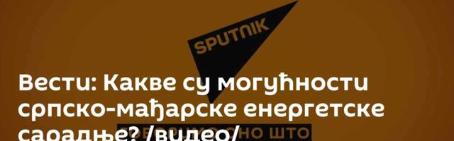Вести: Какве су могућности српско-мађарске енергетске сарадње? /видео/