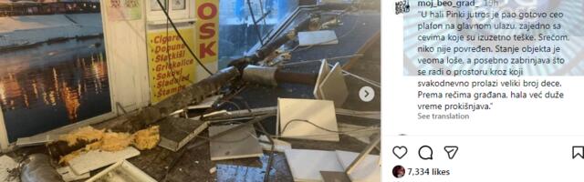 Pao deo plafona u Sportskom centru “Pinki” u Zemunu