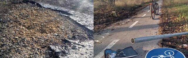 FOTO: Uništena biciklistička staza između Zrenjanina i Ečke