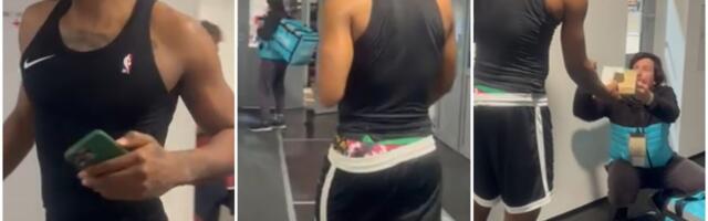 Urnebesna scena Sterlinga Brauna iz Ljubljane: Dostavljač ušao u dvoranu zbog Amerikanca, kesice i flaše /VIDEO/