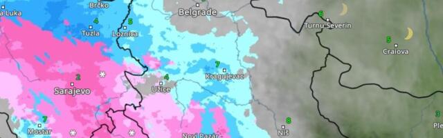 (MAPA) Počeo sneg u Srbiji! Pogledajte prognozu vremena za naredne dane, u ovom delu zemlje očekuje se da padne više od 20 cm