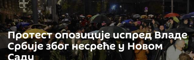 Протест опозиције испред Владе Србије због несреће у Новом Саду