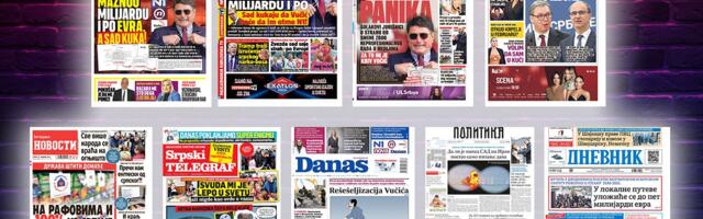 NASLOVNE STRANE SUTRAŠNJIH NOVINA: Prelistavanje štampe za subotu, 21. februar 2026. godine