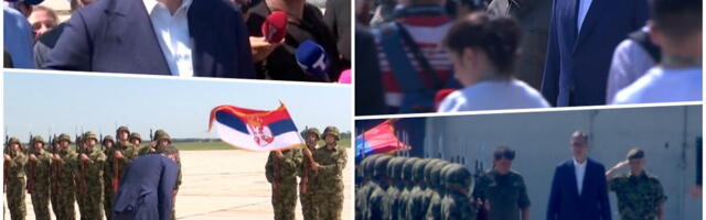 UŽIVO VUČIĆ NA PRIKAZU NOVOG NAORUŽANJA VOJSKE SRBIJE! Predsednik Srbije stigao na aerodrom u Batajnici