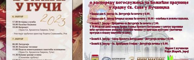 Распоред богослужења за божићне празнике у Гучи и Лучанима