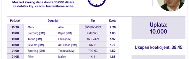 Humanitarni tiket u podne: Goran Maza Vasilijević tipuje za Institut za neonatologiju u Beogradu
