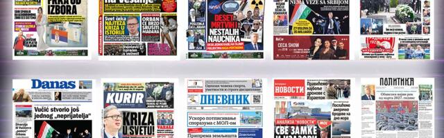 NASLOVNE STRANE SUTRAŠNJIH NOVINA: Prelistavanje štampe za sredu, 15. april 2026. godine