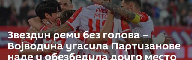 Звездин реми без голова – Војводина угасила Партизанове наде и обезбедила друго место